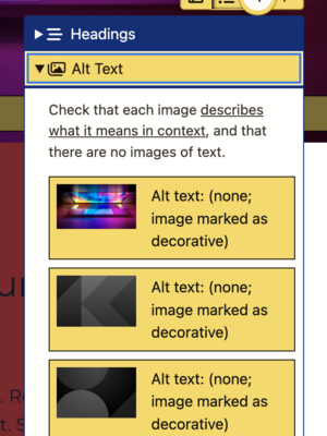 screenshot of Editoria11y alt text summary