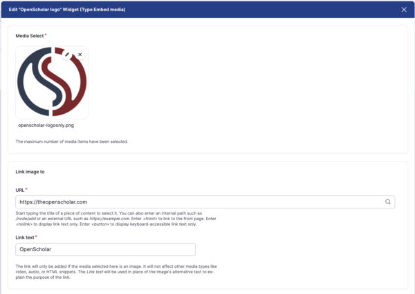 screenshot of new link field on Embed Media widget